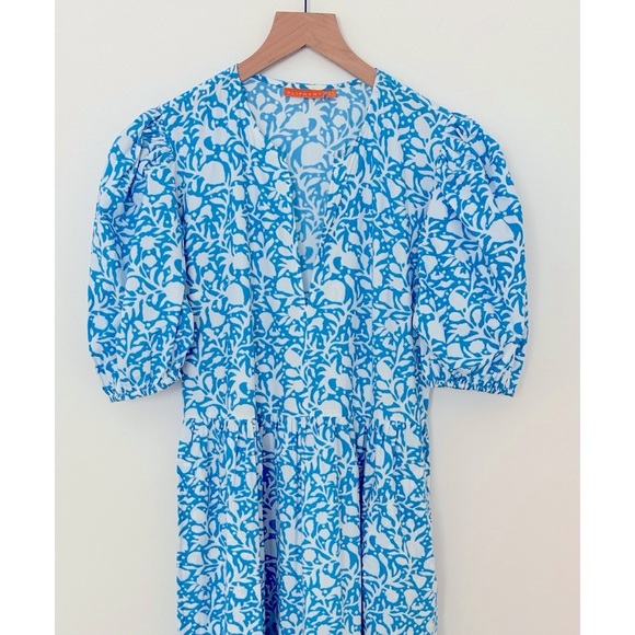 OLIPHANT Tuckernuck Canary Blue White Floral
Maxi Cotton Block Print Dress - Picture 4 of 12
